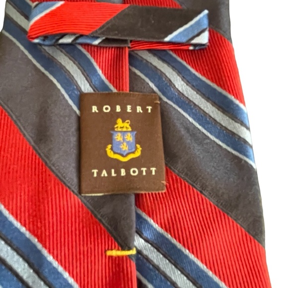🔴🔥🔵Robert Talbott 100% silk tie. Gorgeous & classic blue/red stripe. Like new - Picture 4 of 5